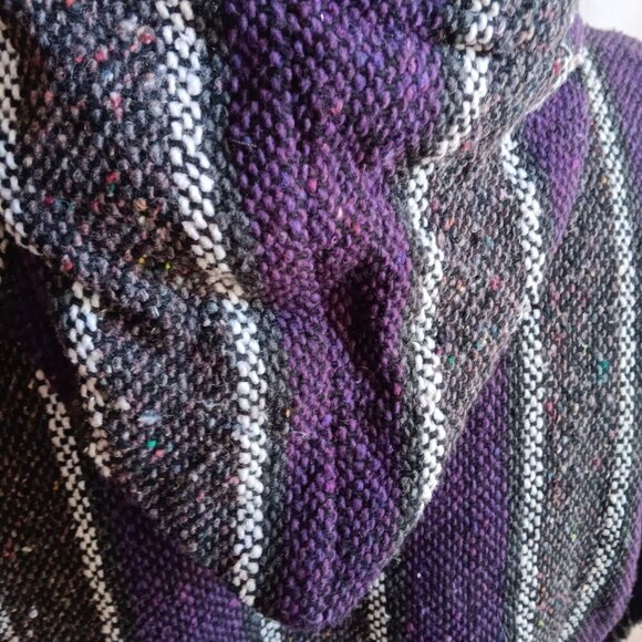 Vintage 1990s Franks Mexican Poncho Hoody Mens Small Purple Pullover Festival - Picture 6 of 6